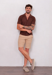 Camisa Masculina Tricot Touch Marrom