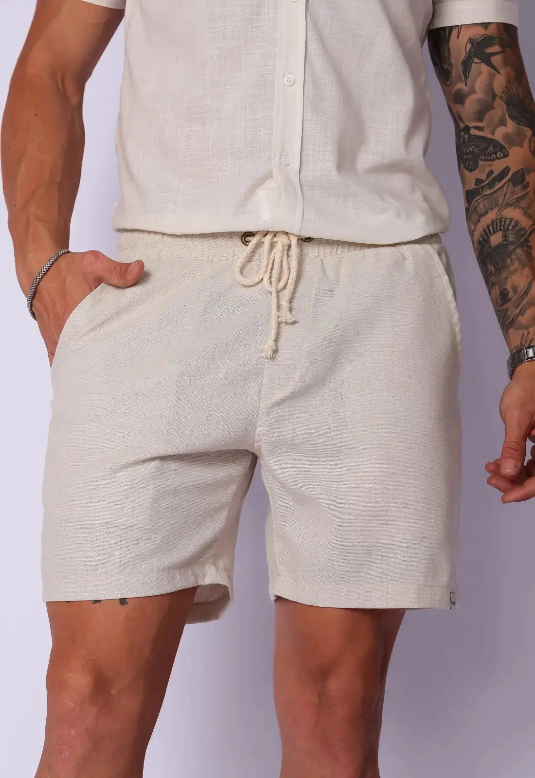 Shorts de Linho Masculino Bege