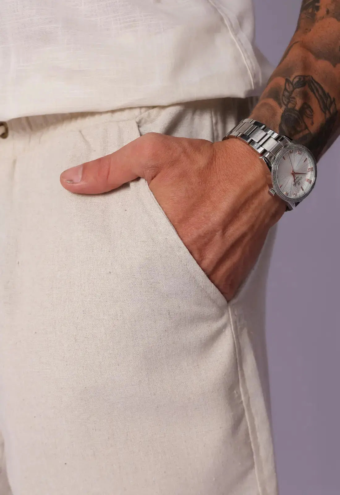 Shorts de Linho Masculino Bege