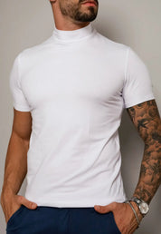 Camiseta Slim Gola Alta Branca