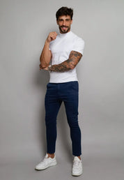Camiseta Slim Gola Alta Branca