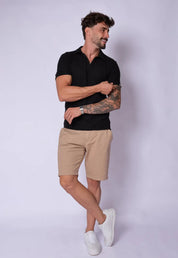 Camisa Polo Italiana Tricot Preta