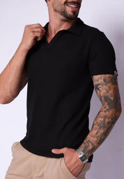 Camisa Polo Italiana Tricot Preta
