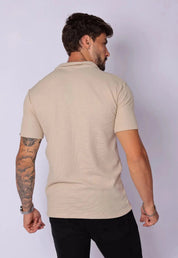 Camisa Polo Italiana Tricot Bege