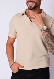 Camisa Polo Italiana Tricot Bege