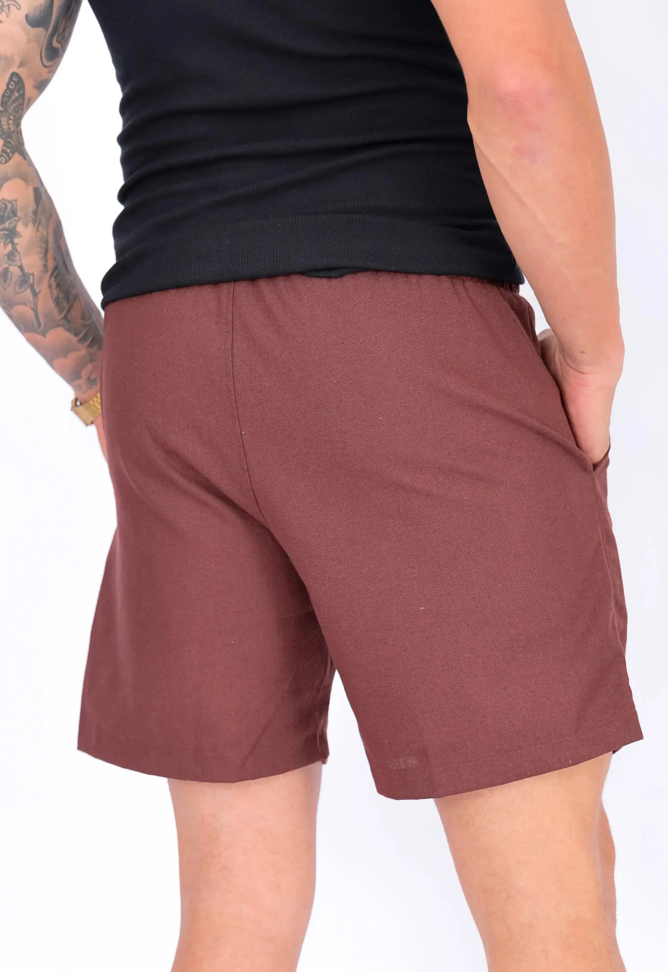 Shorts de Linho Masculino Marrom