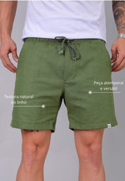 Shorts de Linho Masculino Verde