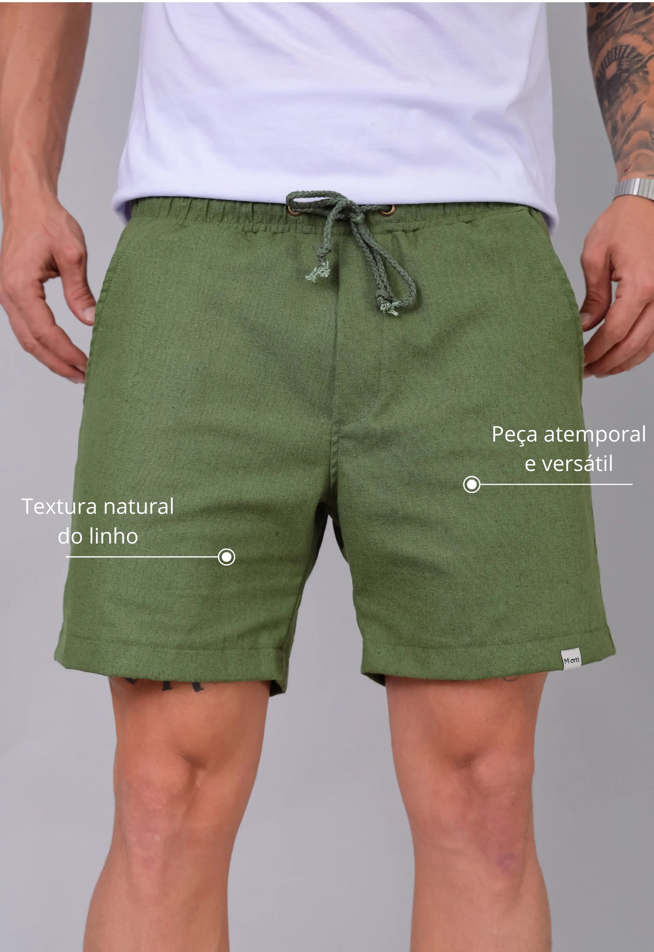 Shorts de Linho Masculino Verde