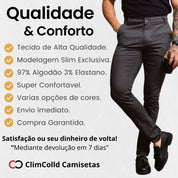 Calça Alfaiataria Masculina Sarja Esporte Fino Chino com Lycra