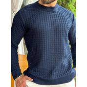 Suéter Masculino de Tricot Básico Liso Gola Redonda