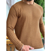 Suéter Masculino de Tricot Básico Liso Gola Redonda