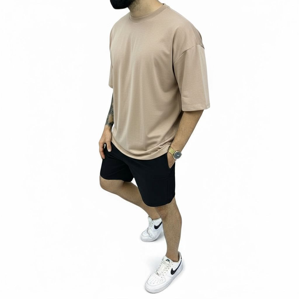 Camiseta Oversized Masculina Gola Canelada 100% Algodão StreetWear