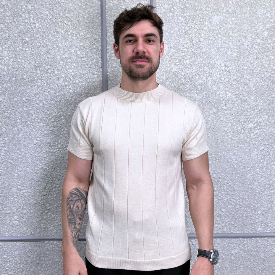 Camiseta Masculina Modal Tricot Texturizado Premium Moda Verão