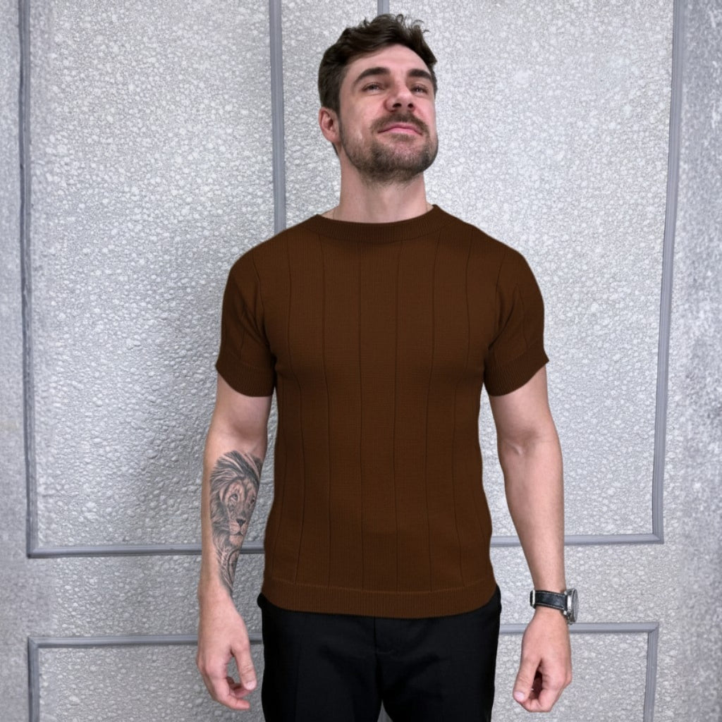 Camiseta Masculina Modal Tricot Texturizado Premium Moda Verão