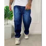 Calça Jeans Cargo Baggy Larga Dazzling Masculina Streetwear Style Skatista Oversized