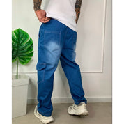 Calça Jeans Cargo Baggy Larga Dazzling Masculina Streetwear Style Skatista Oversized