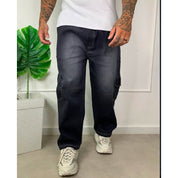 Calça Jeans Cargo Baggy Larga Dazzling Masculina Streetwear Style Skatista Oversized