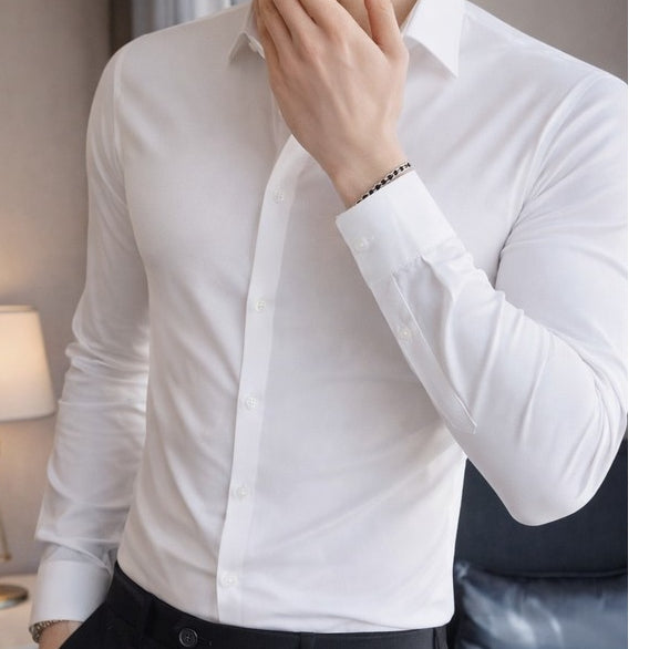 Camisa Social Poliamida Masculina Manga Longa Tecnológica Slim Fit Anti-Transpirante Ante Odor Não Amassa Elasticidade