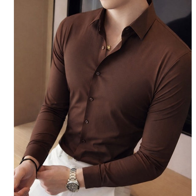 Camisa Social Poliamida Masculina Manga Longa Tecnológica Slim Fit Anti-Transpirante Ante Odor Não Amassa Elasticidade
