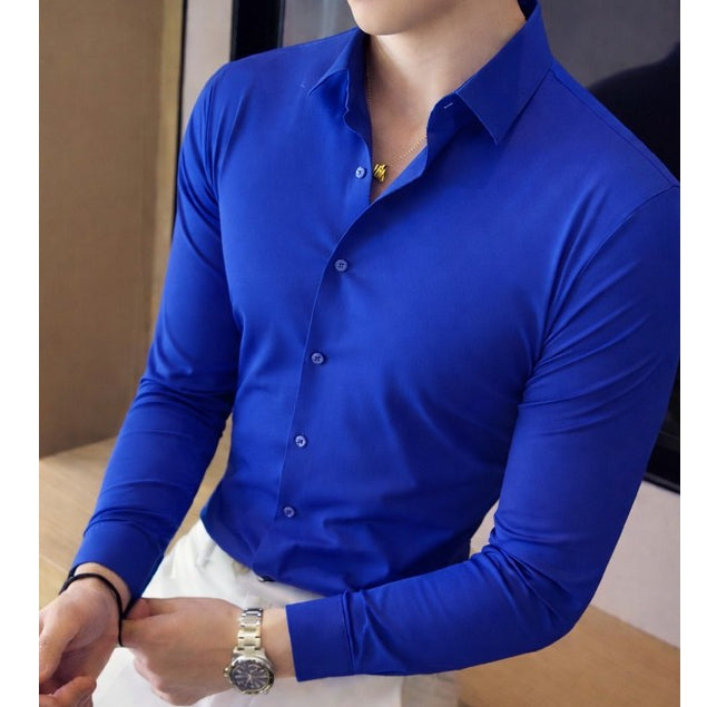 Camisa Social Poliamida Masculina Manga Longa Tecnológica Slim Fit Anti-Transpirante Ante Odor Não Amassa Elasticidade