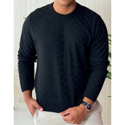 Sueter Masculino Lã Tricot Xadrez Blusa de Frio de Tricô Manga Longa Básica Elegante Confortável