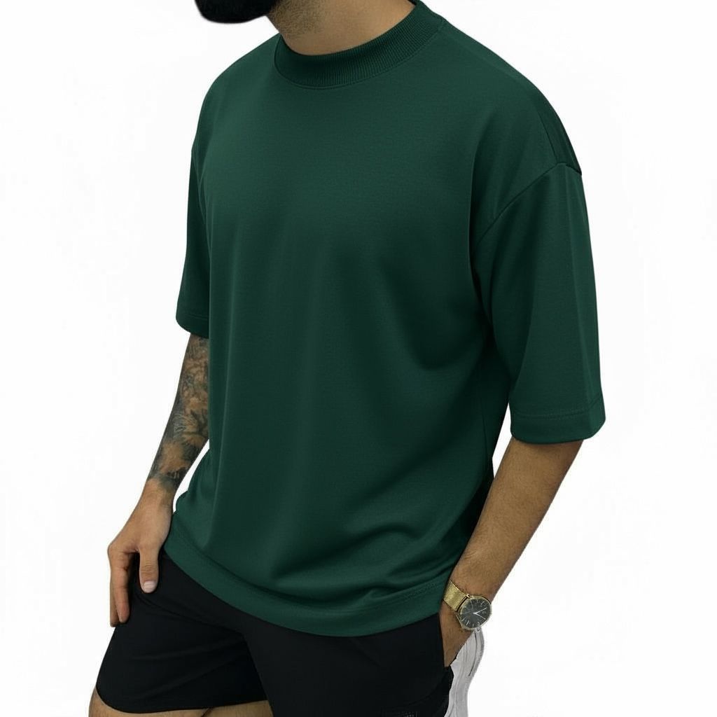 Camiseta Oversized Masculina Gola Canelada 100% Algodão StreetWear