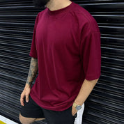 Camiseta Oversized Masculina Gola Canelada 100% Algodão StreetWear
