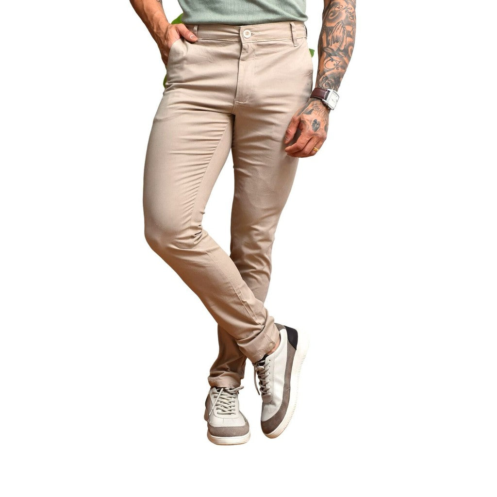 Calça Alfaiataria Masculina Sarja Esporte Fino Chino com Lycra