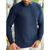 Suéter Masculino de Tricot Básico Liso Gola Redonda