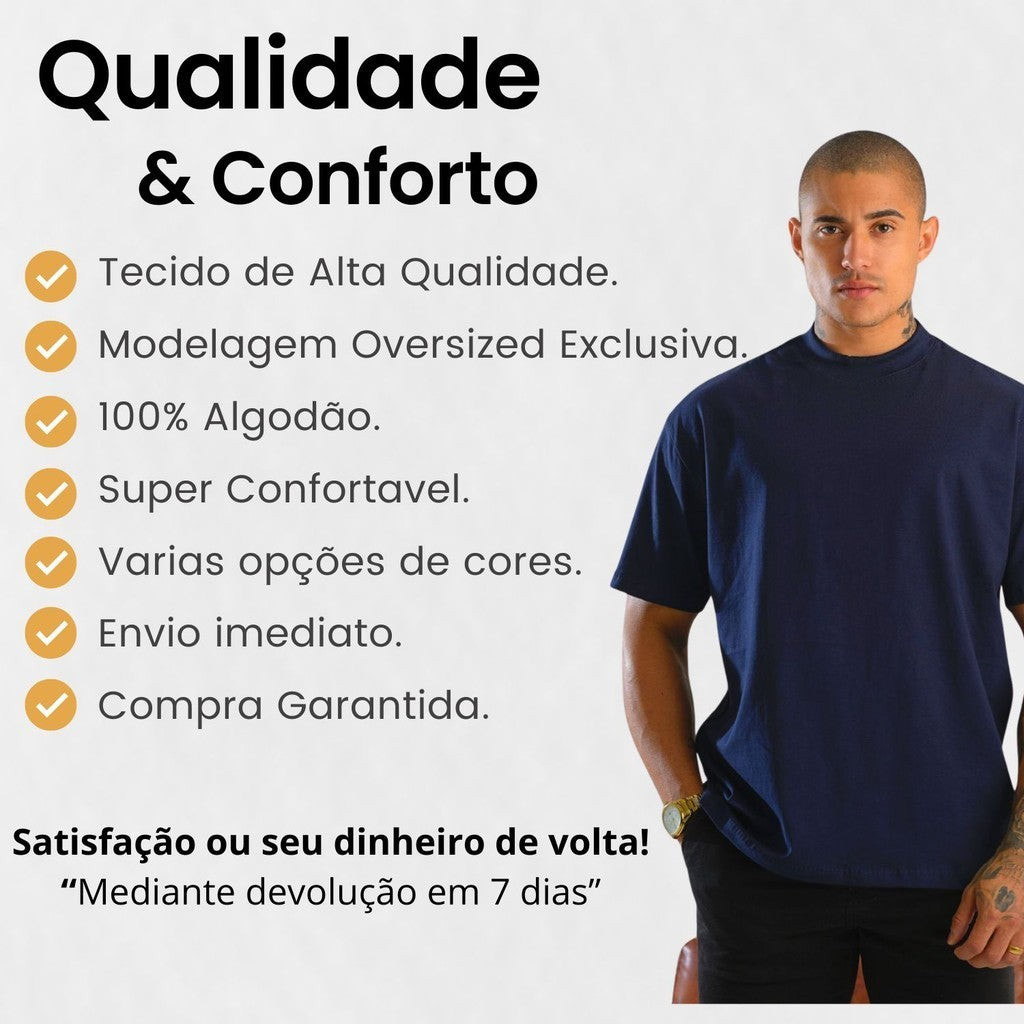 Camiseta Masculina Oversized Camisa Básica Streetwear Malha + Grossa