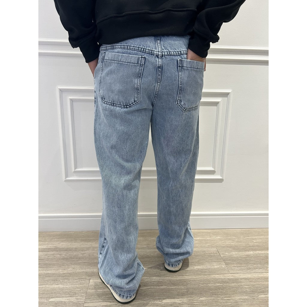 Calça Jeans Reta Cargo Baggy Masculina Balão Larga Carpenter