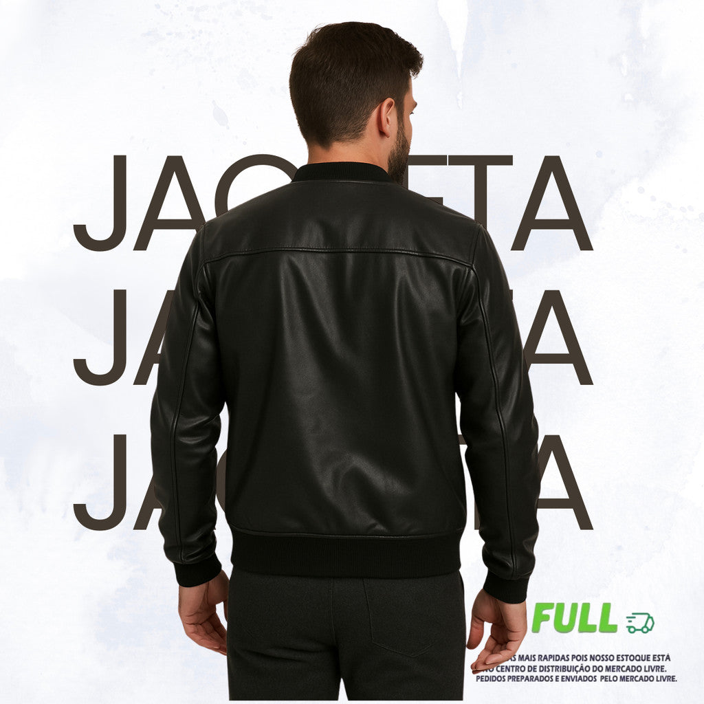 Jaqueta Masculina Courino Ecológico Motoqueiro Inverno Frio