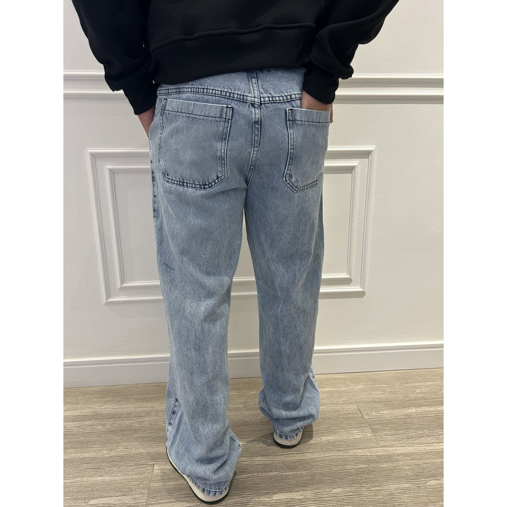 Calça Jeans Reta Cargo Baggy Masculina Balão Larga Carpenter