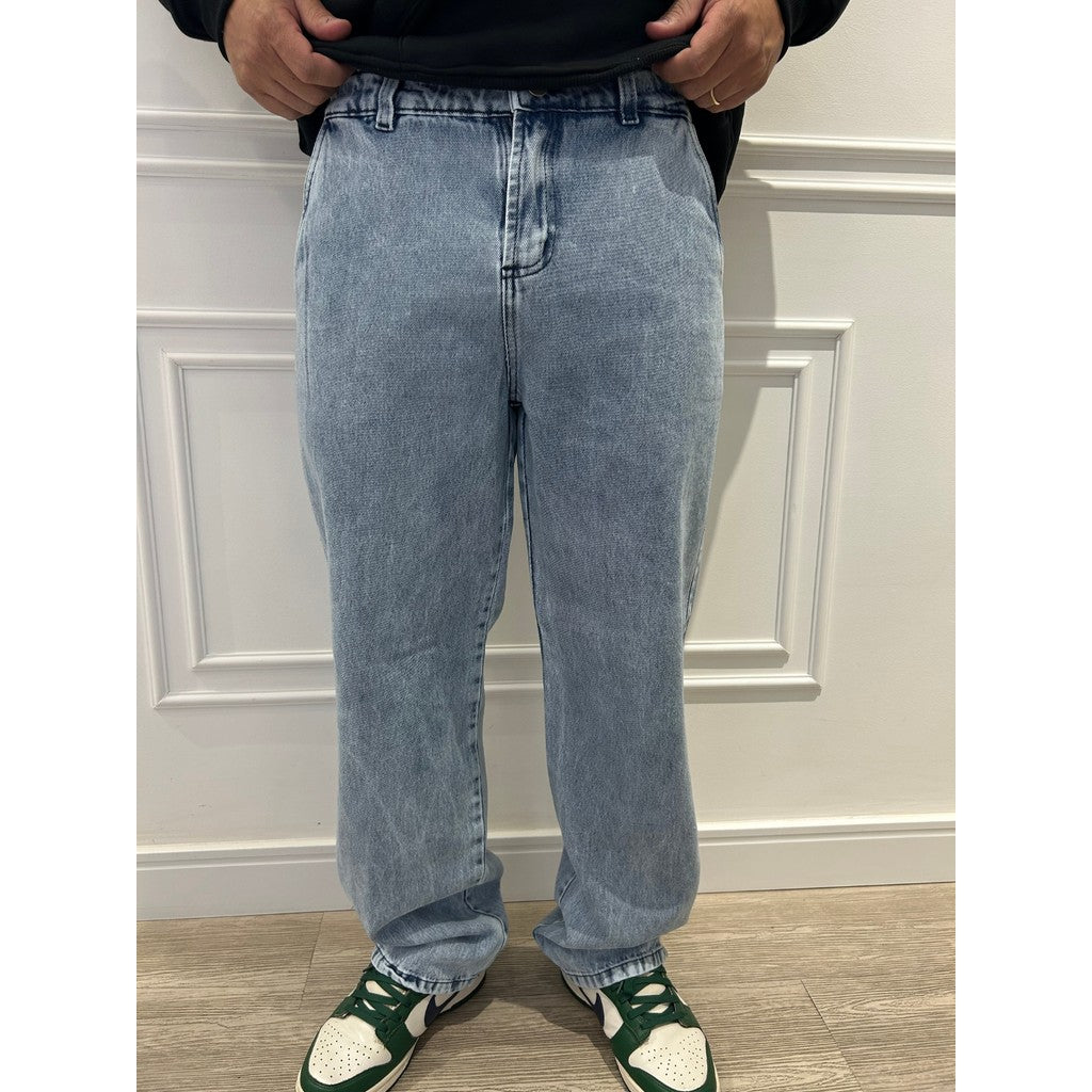 Calça Jeans Reta Cargo Baggy Masculina Balão Larga Carpenter