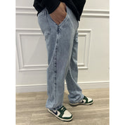 Calça Jeans Reta Cargo Baggy Masculina Balão Larga Carpenter