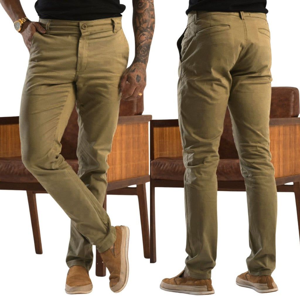 Calça Alfaiataria Masculina Sarja Esporte Fino Chino com Lycra
