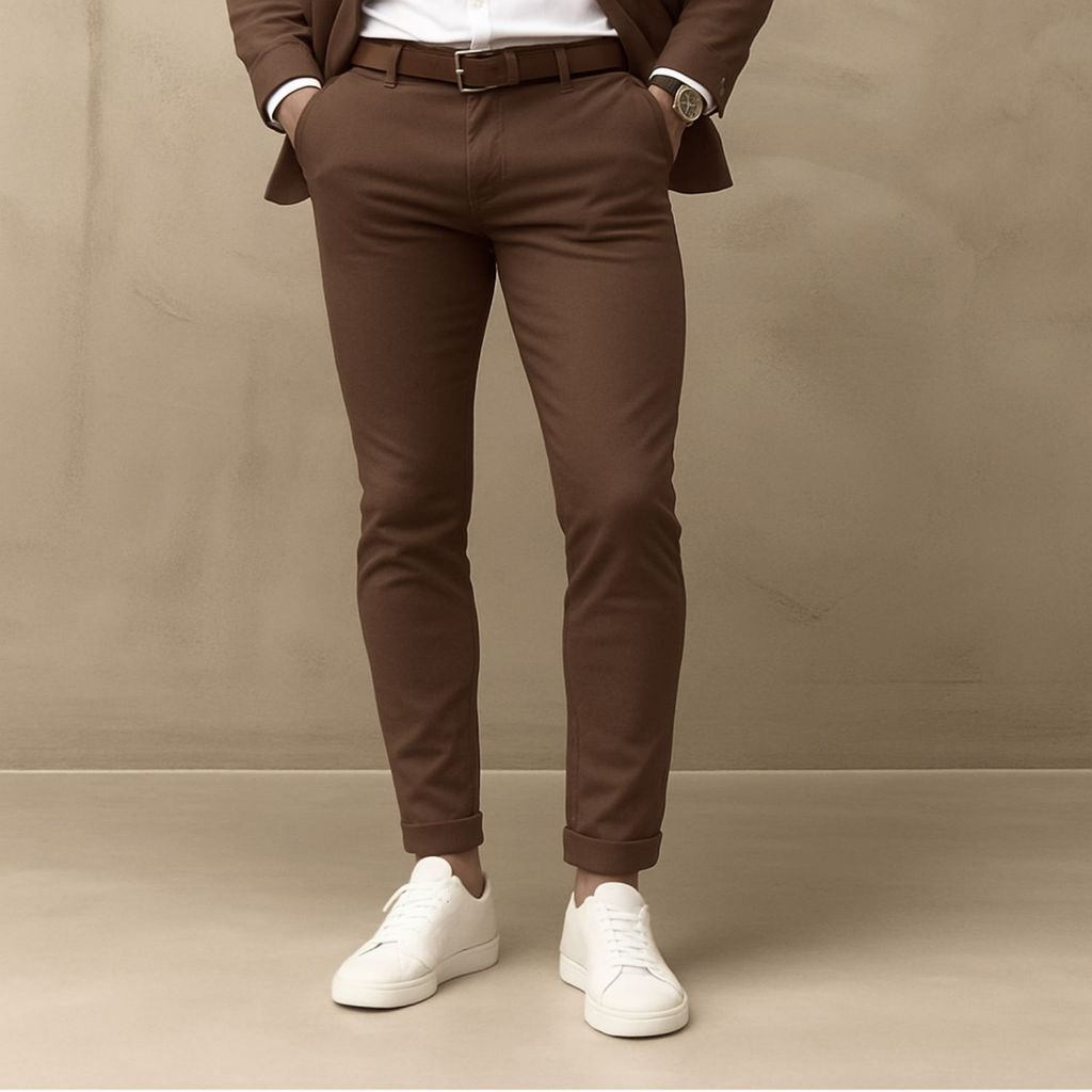 Calça Alfaiataria Masculina Sarja Esporte Fino Chino com Lycra