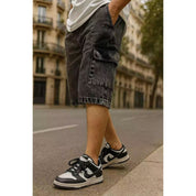 Bermuda Cargo Masculina Jeans Estonado Baagy Streetwear Solta Casual com Bolsos Grandes Cintura Codao P AO GG
